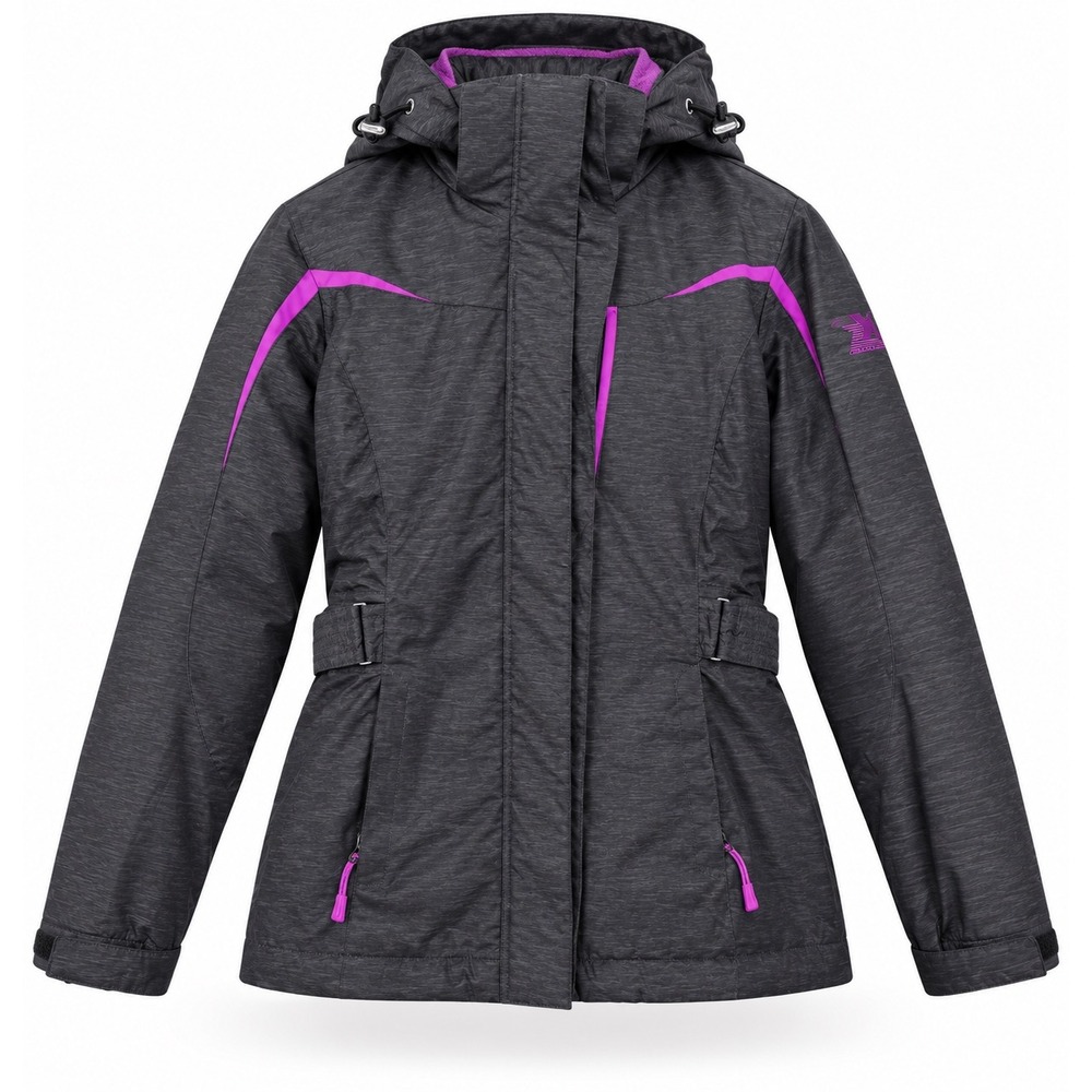 ZeroXposur Womens Gray Heathered Insulated Winter Ski Jacket Purple Accents M